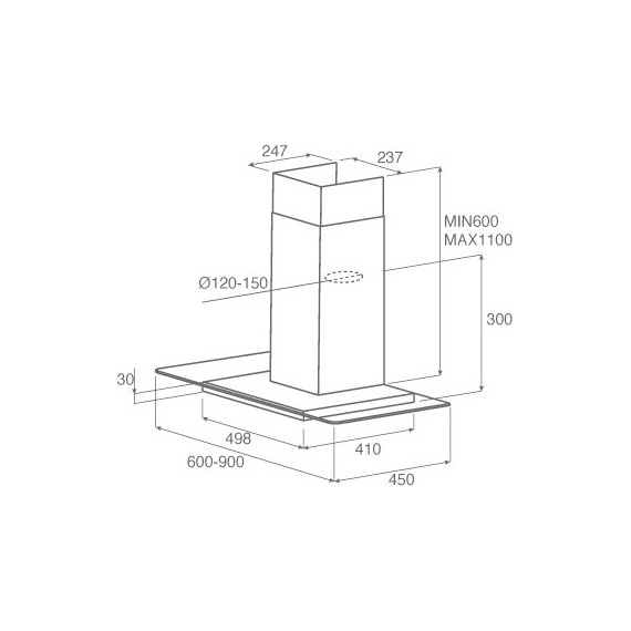 Вытяжка JET AIR MOLLY P 90 INX (прозрачное стекло) - 3 Вытяжка JET AIR MOLLY P 90 INX (прозрачное стекло) фото 3