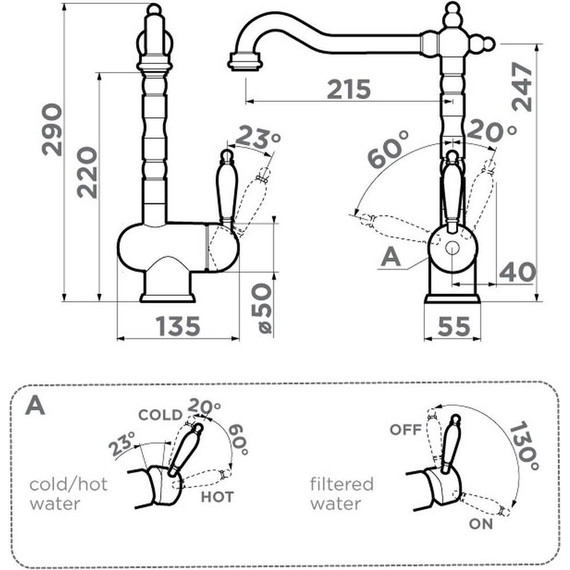 Смеситель для кухни Omoikiri Kyoto 2 Plus G 4994353, золото фото 2