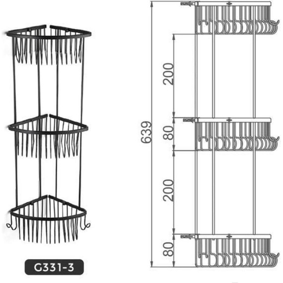 Полка угловая Gappo G331-3, цвет чёрный фото 2
