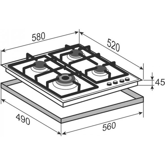 Газовая варочная поверхность Zigmund & Shtain M 26.6 B (чёрное стекло) фото 3