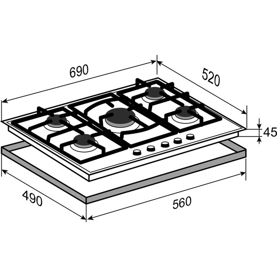 Газовая варочная поверхность Zigmund & Shtain M 26.7 W (белое стекло) фото 4