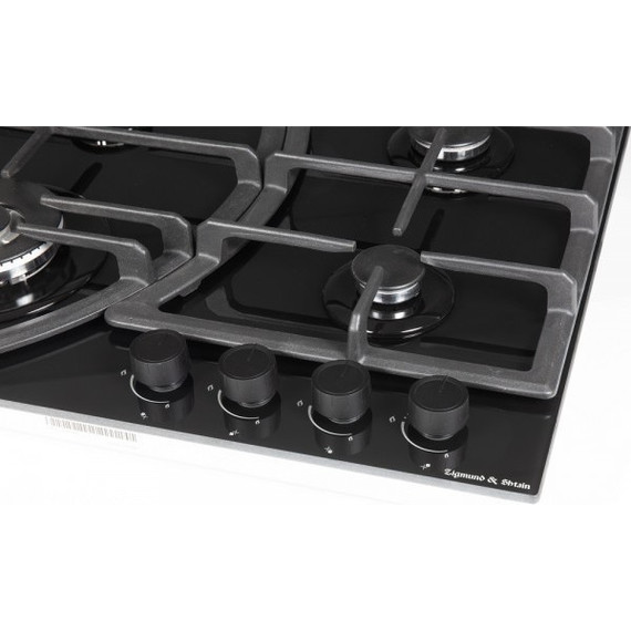 Газовая варочная поверхность Zigmund & Shtain M 27.6 B (чёрное стекло) фото 4