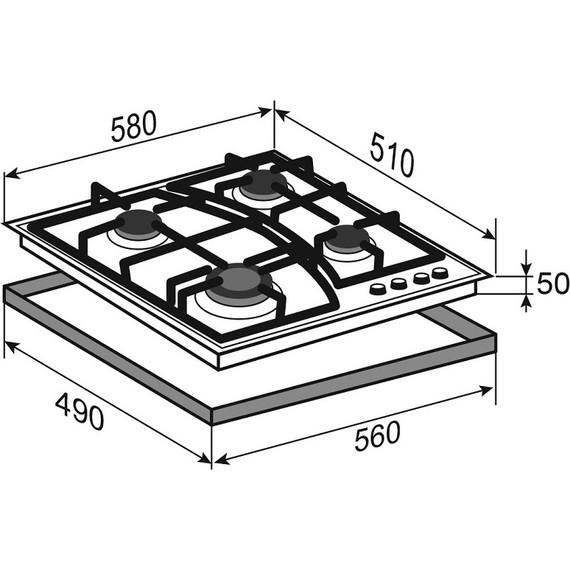 Газовая варочная поверхность Zigmund & Shtain M 27.6 B (чёрное стекло) фото 6