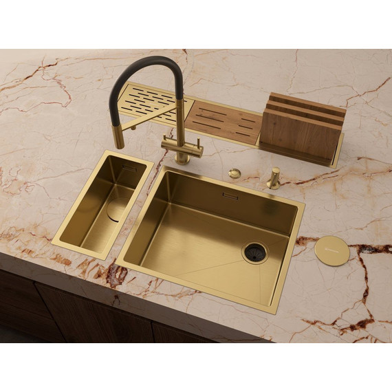 Мойка кухонная Omoikiri Taki 54-U/IF SIDE SF LG 1,2 мм 4997092, светлое золото, Цвет производителя: светлое золото фото 2