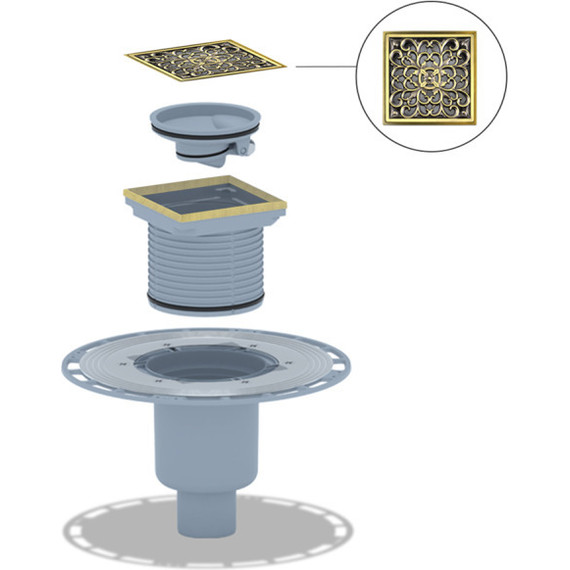 Трап Bronze de Luxe 10x10 см 21962-5902, дизайн-решетка узоры фото 2