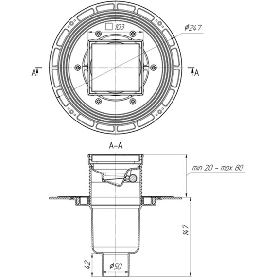 Трап Bronze de Luxe 10x10 см 21975-5902, дизайн-решетка цветок фото 3