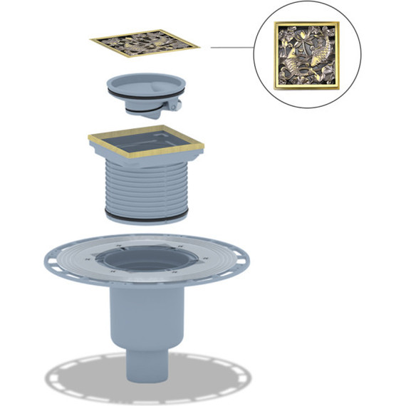 Трап Bronze de Luxe 10x10 см 21980-5902, дизайн-решетка рыбы фото 2