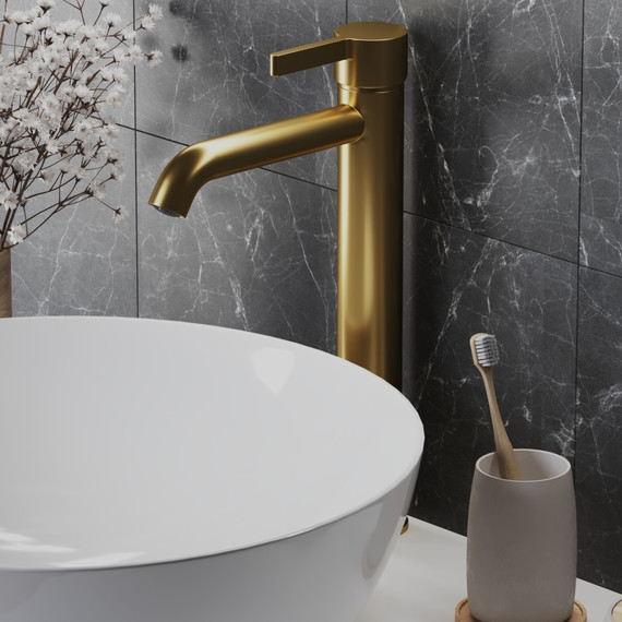 Смеситель для раковины высокий Paini Brera 74PJ205OLL, золото матовое фото 2