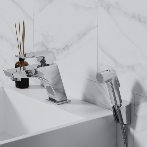 Смеситель для раковины с гигиеническим душем Paini Torre 98CR205/574 фото 2