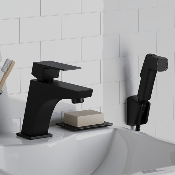 Смеситель для раковины с гигиеническим душем Paini Torre 98YO205/574, черный фото 2