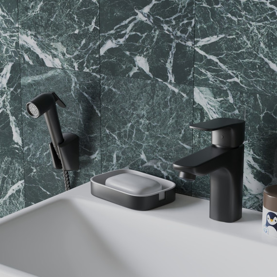 Смеситель для раковины с гигиеническим душем Paini Viva Style P4YO205/574, черный - 2 Смеситель для раковины с гигиеническим душем Paini Viva Style P4YO205/574, черный фото 2