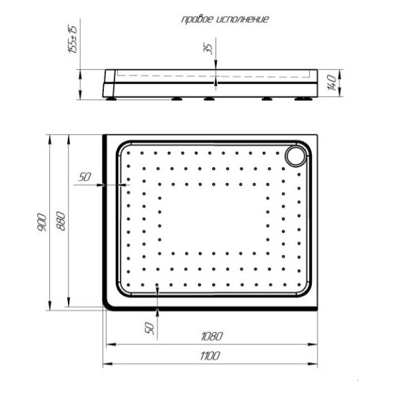 Поддон акриловый Радомир Дрим 90х110 см R - 2 Поддон акриловый Радомир Дрим 90х110 см R фото 2