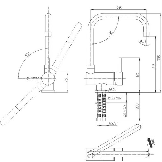 Смеситель для кухни Paini Cox 78CR582KM фото 4