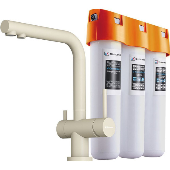 Смеситель для кухни Omoikiri Nagano BE-P + фильтр Pure Drop Lite 4044.8028P, ваниль фото 