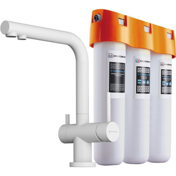 Смеситель для кухни Omoikiri Nagano WH-P + фильтр Pure Drop Lite 4054.8028P, белый фото 