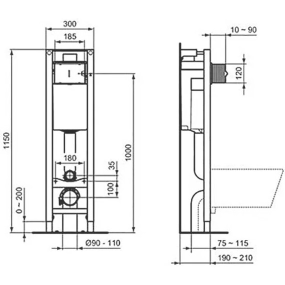 Инсталляция Ideal Standard Prosys Eco Frame M с подвесным безободковым унитазом Azario Gloria AZ-2003 - 14 Инсталляция Ideal Standard Prosys Eco Frame M с подвесным безободковым унитазом Azario Gloria AZ-2003 фото 14