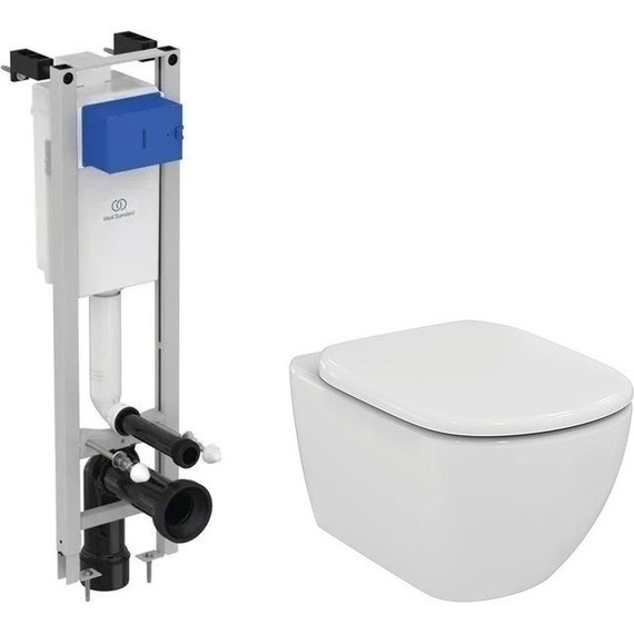 Инсталляция с подвесным безободковым унитазом Ideal Standard Tesi AquaBlade T007901 фото 