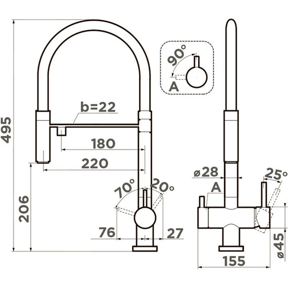 Смеситель для кухни Omoikiri Kanto SL 4994429, sicilian lemon матовый фото 2
