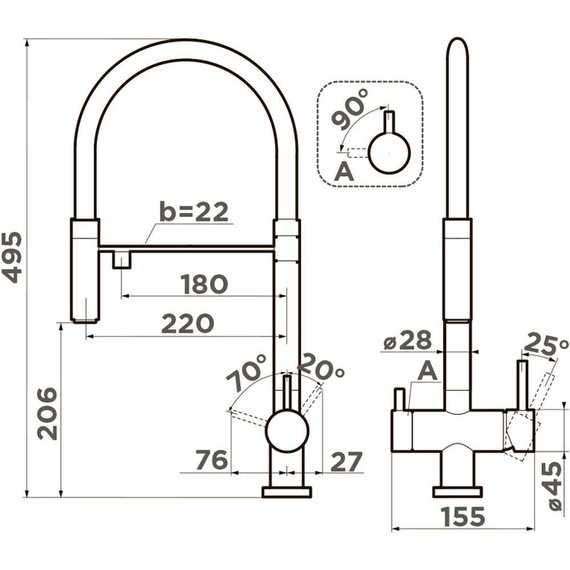 Смеситель для кухни Omoikiri Kanto IB 4994427, indigo blue матовый фото 2
