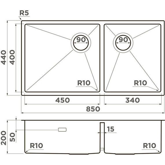 Кухонная мойка Taki 85-2-LB-U/IF Side LG 1,2 мм 4997038, светлое золото, Цвет производителя: светлое золото фото 2
