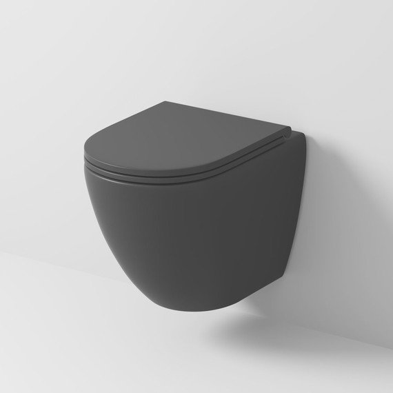 Унитаз подвесной безободковый Grossman GR-4455BMSQ с тонкой крышкой микролифт (система смыва Торнадо) чёрный матовый фото 6