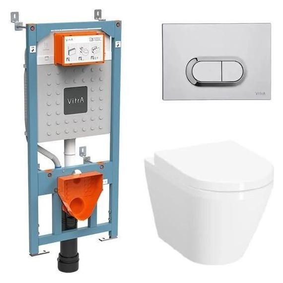 Инсталляция с подвесным безободковым унитазом Vitra Integra Round L-Box 9004B003-7202 фото 