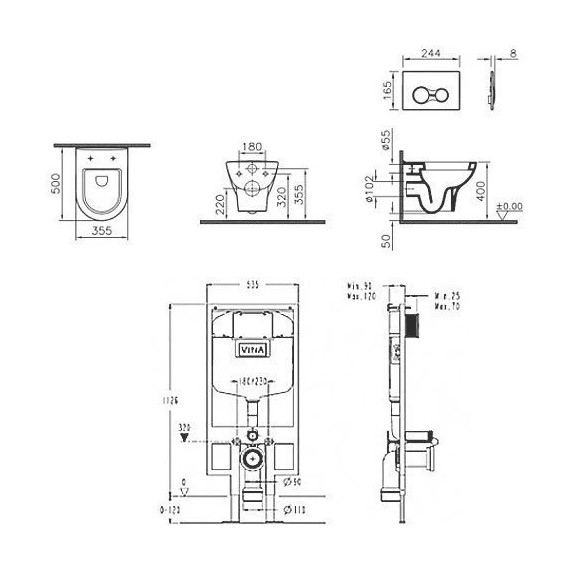 Инсталляция с подвесным безободковым унитазом Vitra Zentrum L-Box 9012B003-7206 - 3 Инсталляция с подвесным безободковым унитазом Vitra Zentrum L-Box 9012B003-7206 фото 3