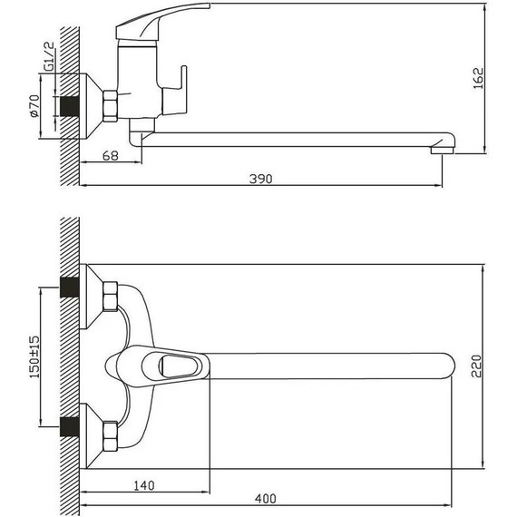 Смеситель для ванны Diadonna D80-222111 фото 3