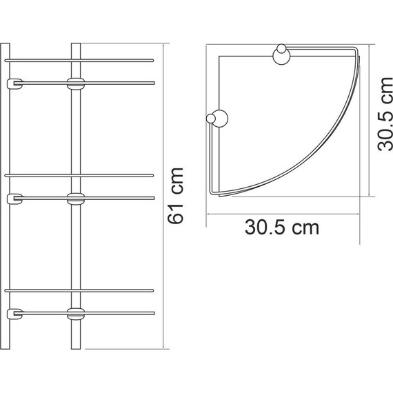 Стеклянная полка угловая WasserKraft K-3133B, цвет чёрный фото 2
