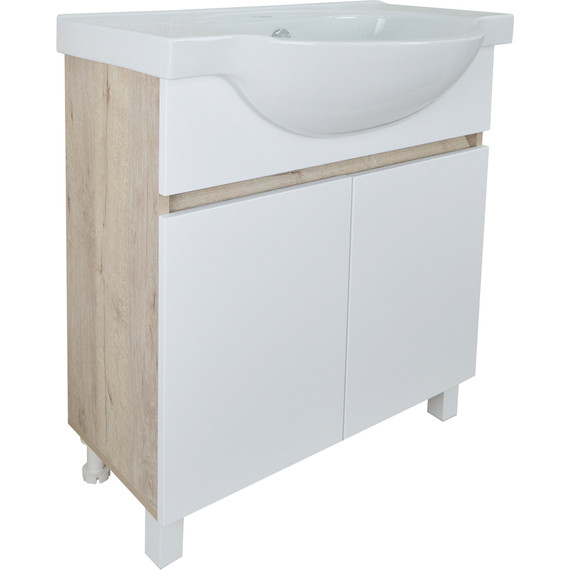 Тумба напольная с раковиной Стиль Глория 70Н см (раковина Teo), белый/дуб кантри - 2 Тумба напольная с раковиной Стиль Глория 70Н см (раковина Teo), белый/дуб кантри фото 2