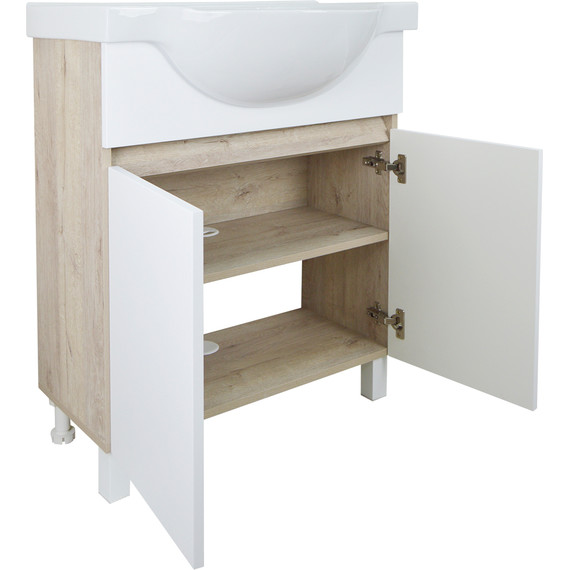 Тумба напольная с раковиной Стиль Глория 70Н см (раковина Teo), белый/дуб кантри - 3 Тумба напольная с раковиной Стиль Глория 70Н см (раковина Teo), белый/дуб кантри фото 3
