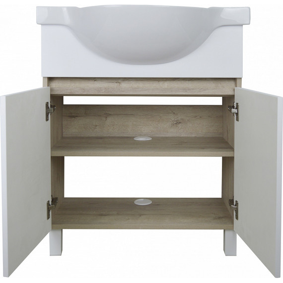 Тумба напольная с раковиной Стиль Глория 70Н см (раковина Teo), белый/дуб кантри - 4 Тумба напольная с раковиной Стиль Глория 70Н см (раковина Teo), белый/дуб кантри фото 4