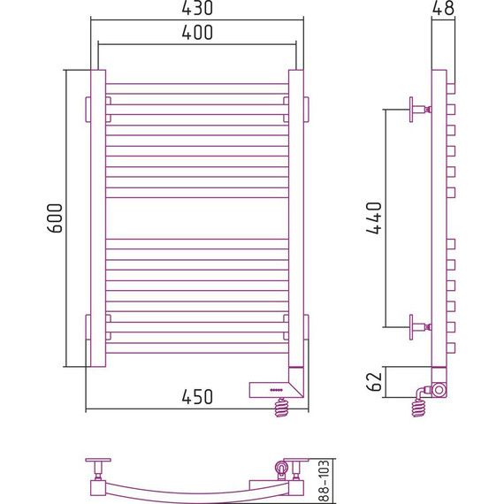 Полотенцесушитель электрический Сунержа Аркус 2.0 П12 600x400 мм 12-5605-6040 R, цвет белый фото 5