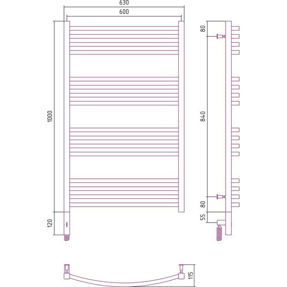 Полотенцесушитель электрический Сунержа Аркус 3.0 П16 1000x600 мм 30-5704-1060 L, белый матовый фото 5