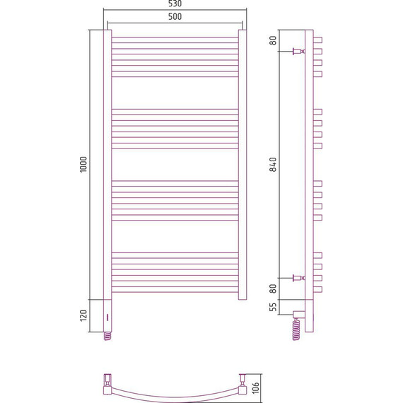 Полотенцесушитель электрический Сунержа Аркус 3.0 П16 1000x500 мм 31-5704-1050 L, чёрный матовый фото 9
