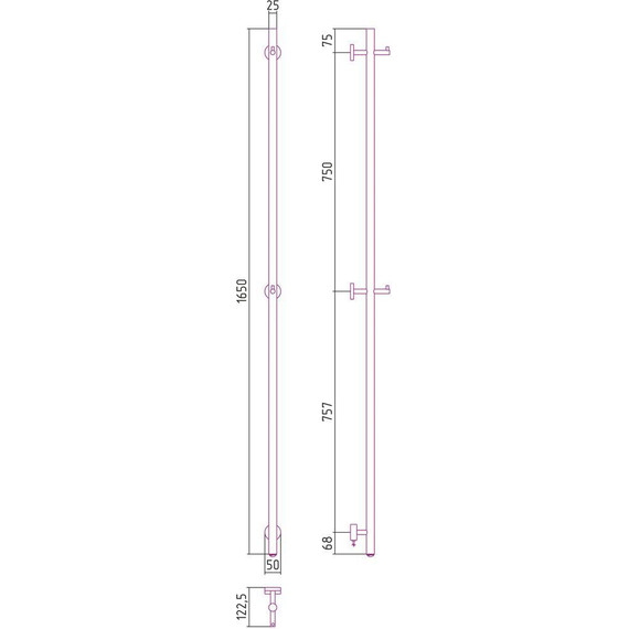 Полотенцесушитель электрический Сунержа Аскет 1650 мм 31-0850-1650, чёрный матовый фото 4