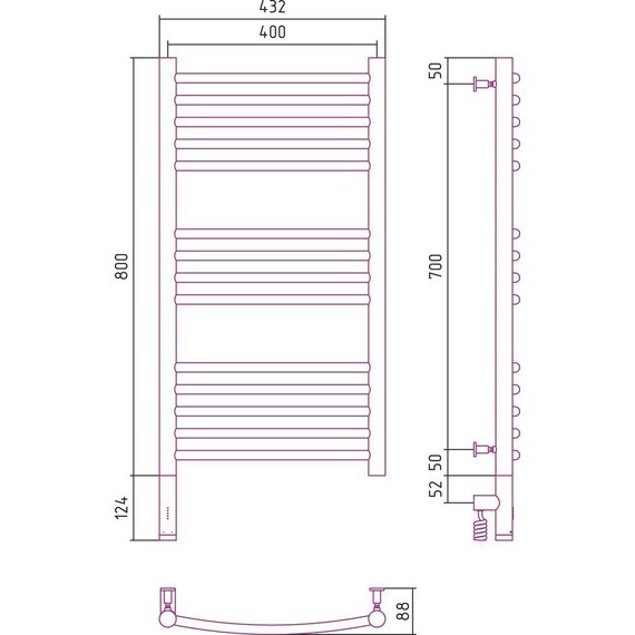 Полотенцесушитель электрический Сунержа Богема 3.0 П14 800x400 мм (выгнутая перемычка) 05-5802-8040 L, состаренная бронза - 5 Полотенцесушитель электрический Сунержа Богема 3.0 П14 800x400 мм (выгнутая перемычка) 05-5802-8040 L, состаренная бронза фото 5