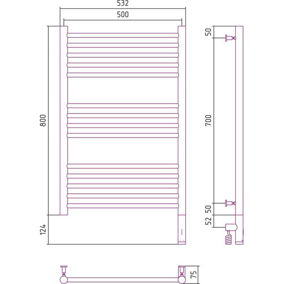 Полотенцесушитель электрический Сунержа Богема 3.0 П14 800x500 мм (прямая перемычка) 020-5805-8050 R - 5 Полотенцесушитель электрический Сунержа Богема 3.0 П14 800x500 мм (прямая перемычка) 020-5805-8050 R фото 5