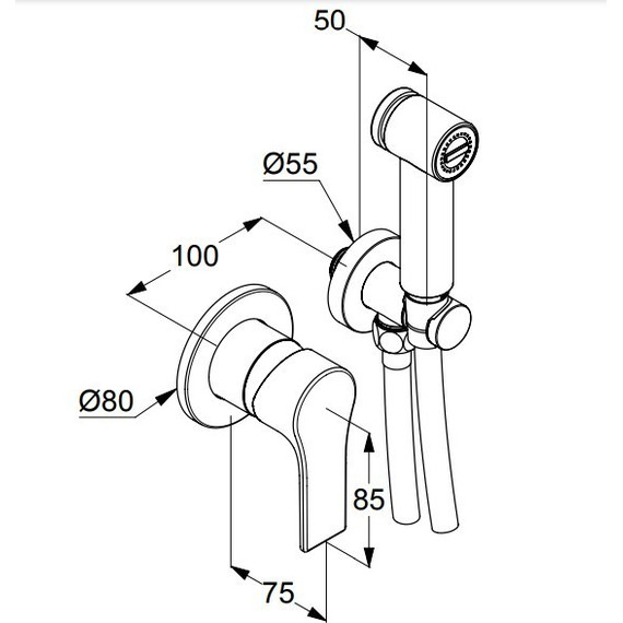 Набор для гигиенического душа Kludi Zenta SL 489983965, черный матовый фото 2