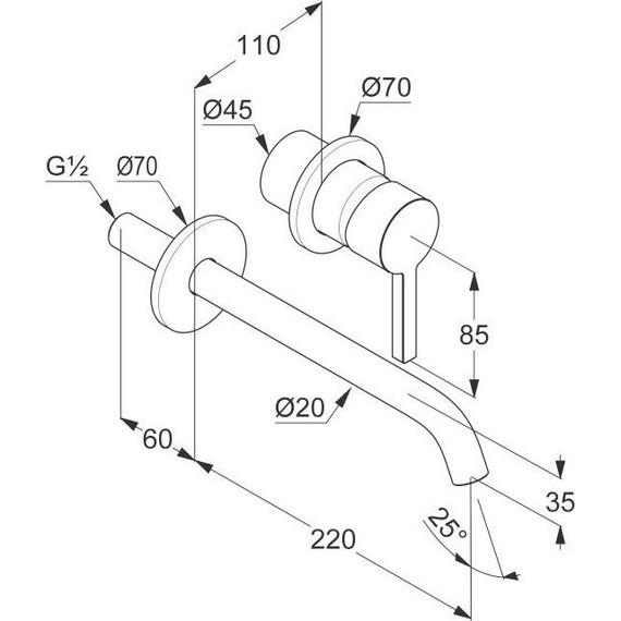 Смеситель для раковины настенный Kludi Nova Fonte Pura 220 мм 202455315, белый матовый фото 2