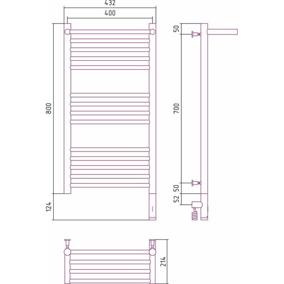 Полотенцесушитель электрический Сунержа Богема с полкой 3.0 П14 800x400 мм (прямая перемычка) 03-5807-8040 R, золото фото 5