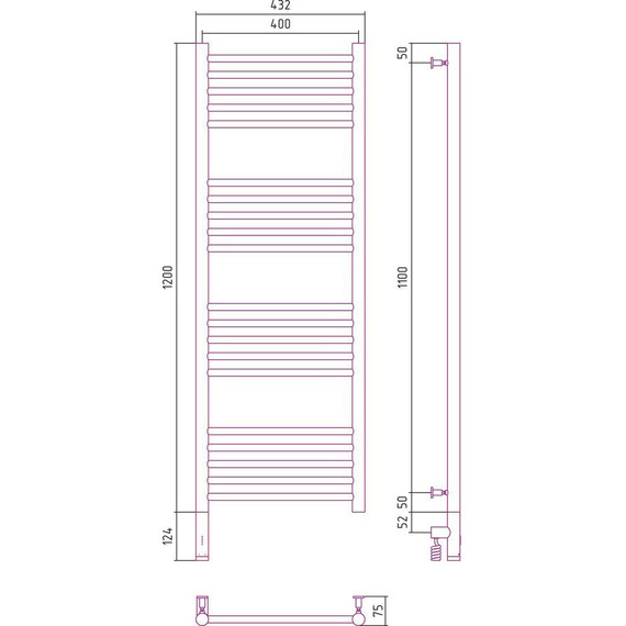 Полотенцесушитель электрический Сунержа Богема 3.0 П20 1200x400 мм (прямая перемычка) 071-5804-1240 L, сатин фото 5