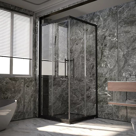 Душевое ограждение Veconi Premium Trento 100x100 см PTC20-B-100100-01-C4 (стекло 8 мм), черный/прозрачное фото 