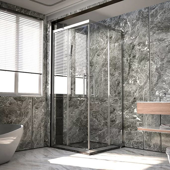 Душевое ограждение Veconi Premium Trento 100x90 см PTC20-CH-10090-01-C4 (стекло 8 мм), хром/прозрачное фото 