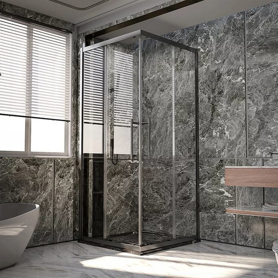 Душевое ограждение Veconi Premium Trento 120x80 см PTC20-GR-12080-01-C4 (стекло 8 мм), графит/прозрачное фото 