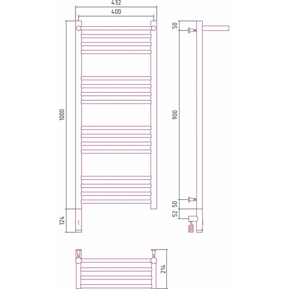 Полотенцесушитель электрический Сунержа Богема с полкой 3.0 П16 1000x400 мм (прямая перемычка) 00-5806-1040 L фото 5