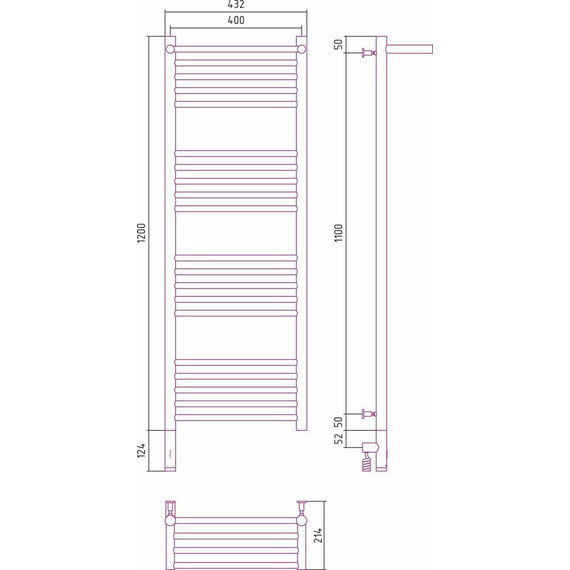 Полотенцесушитель электрический Сунержа Богема с полкой 3.0 П20 1200x400 мм (прямая перемычка) 00-5806-1240 L фото 6