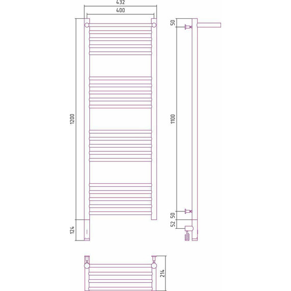 Полотенцесушитель электрический Сунержа Богема с полкой 3.0 П20 1200x400 мм (прямая перемычка) 071-5806-1240 L, сатин фото 5