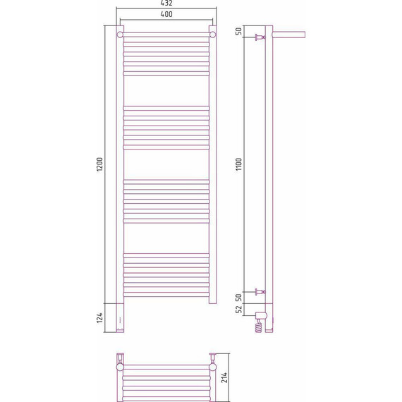 Полотенцесушитель электрический Сунержа Богема с полкой 3.0 П20 1200x400 мм (прямая перемычка) 12-5806-1240 L, белый фото 5