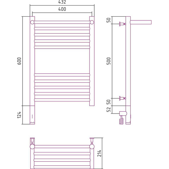 Полотенцесушитель электрический Сунержа Богема с полкой 3.0 П10 600x400 мм (прямая перемычка) 03-5806-6040 L, золото фото 5